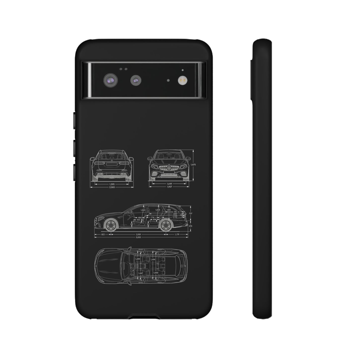 "Car Blueprint 3 White" Premium Quality Phone Case