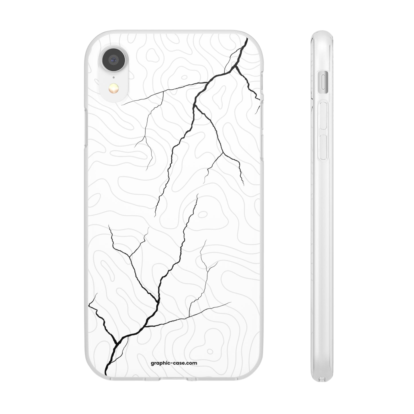 "Lightning and Topography White" High Quality Phone Case