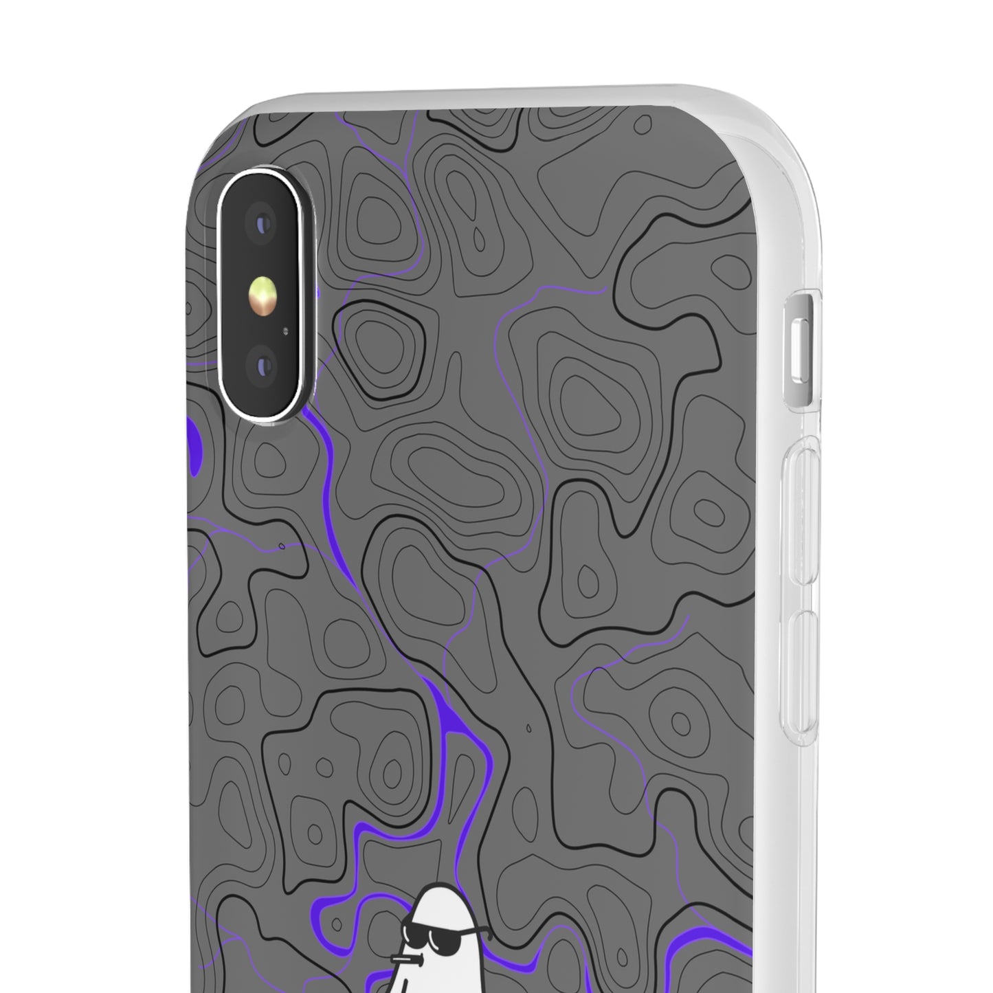 "Black Purple Topography with Ghost" High Quality  Phone Case