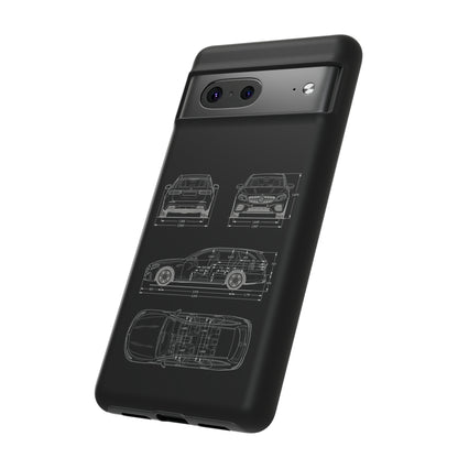 "Car Blueprint 3 White" Premium Quality Phone Case