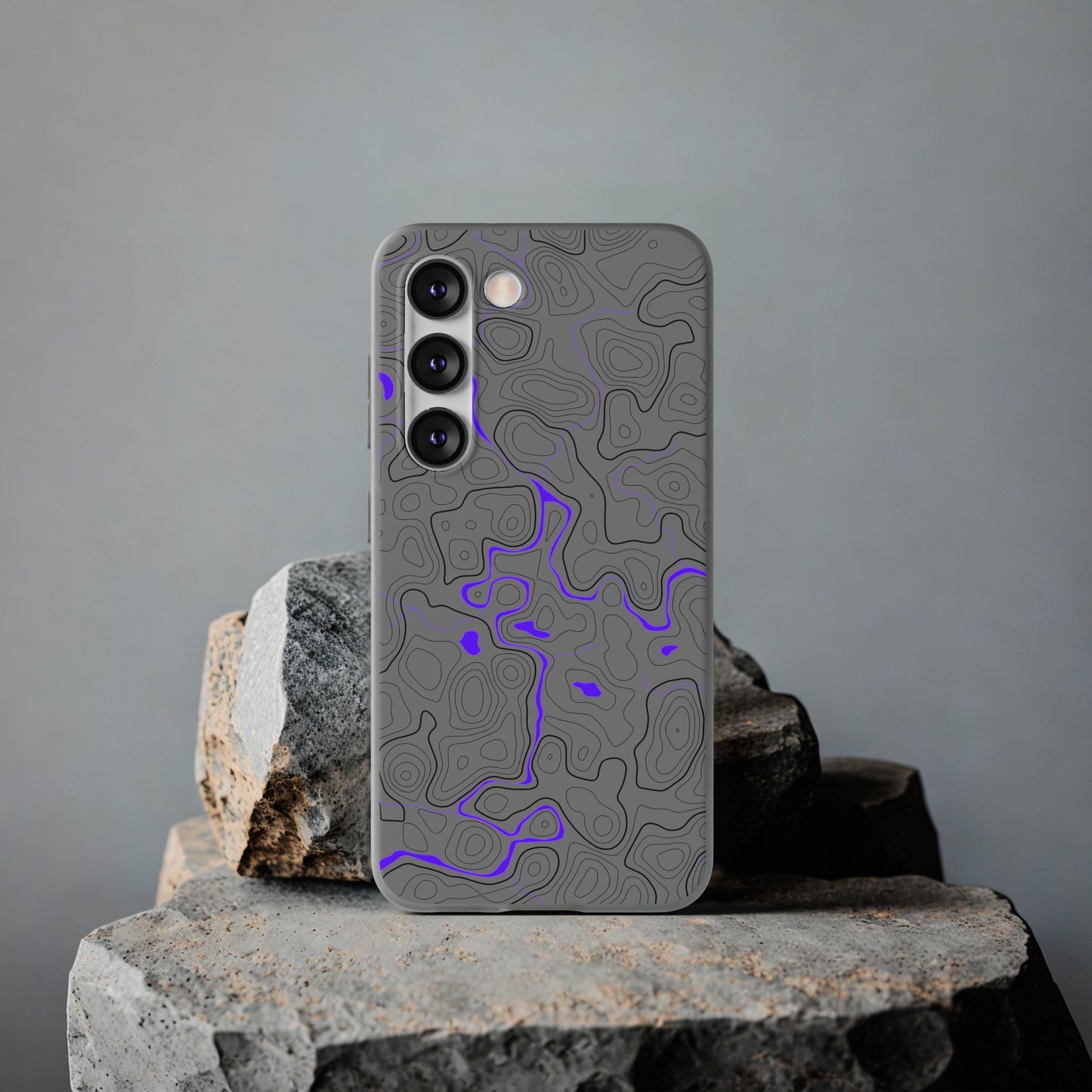 "Black Purple Topography" High Quality Phone Case