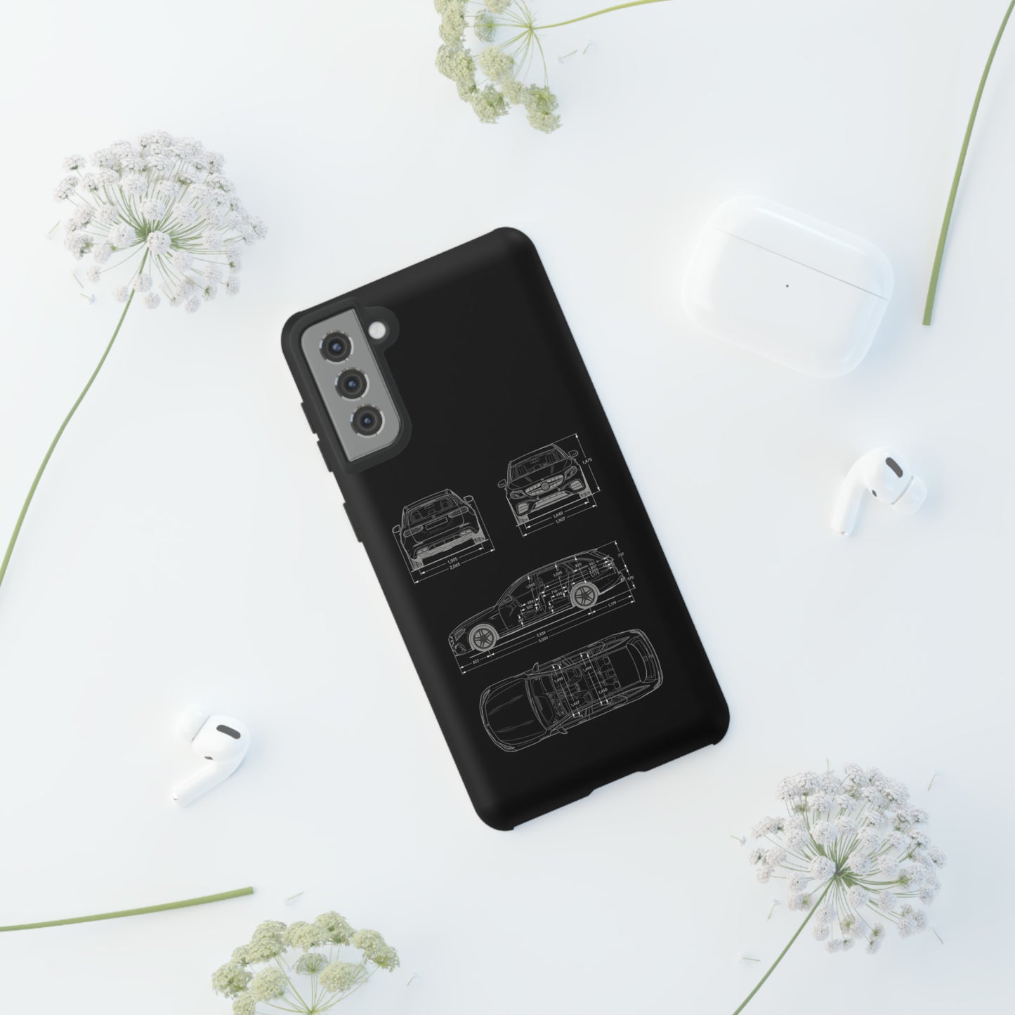 "Car Blueprint 3 White" Premium Quality Phone Case