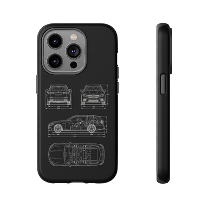 "Car Blueprint 3 White" Premium Quality Phone Case