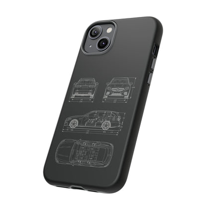 "Car Blueprint 3 White" Premium Quality Phone Case