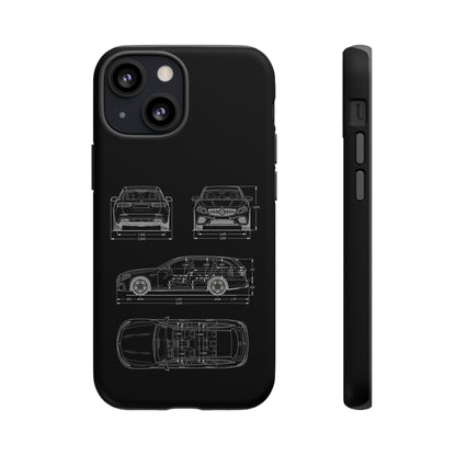 "Car Blueprint 3 White" Premium Quality Phone Case