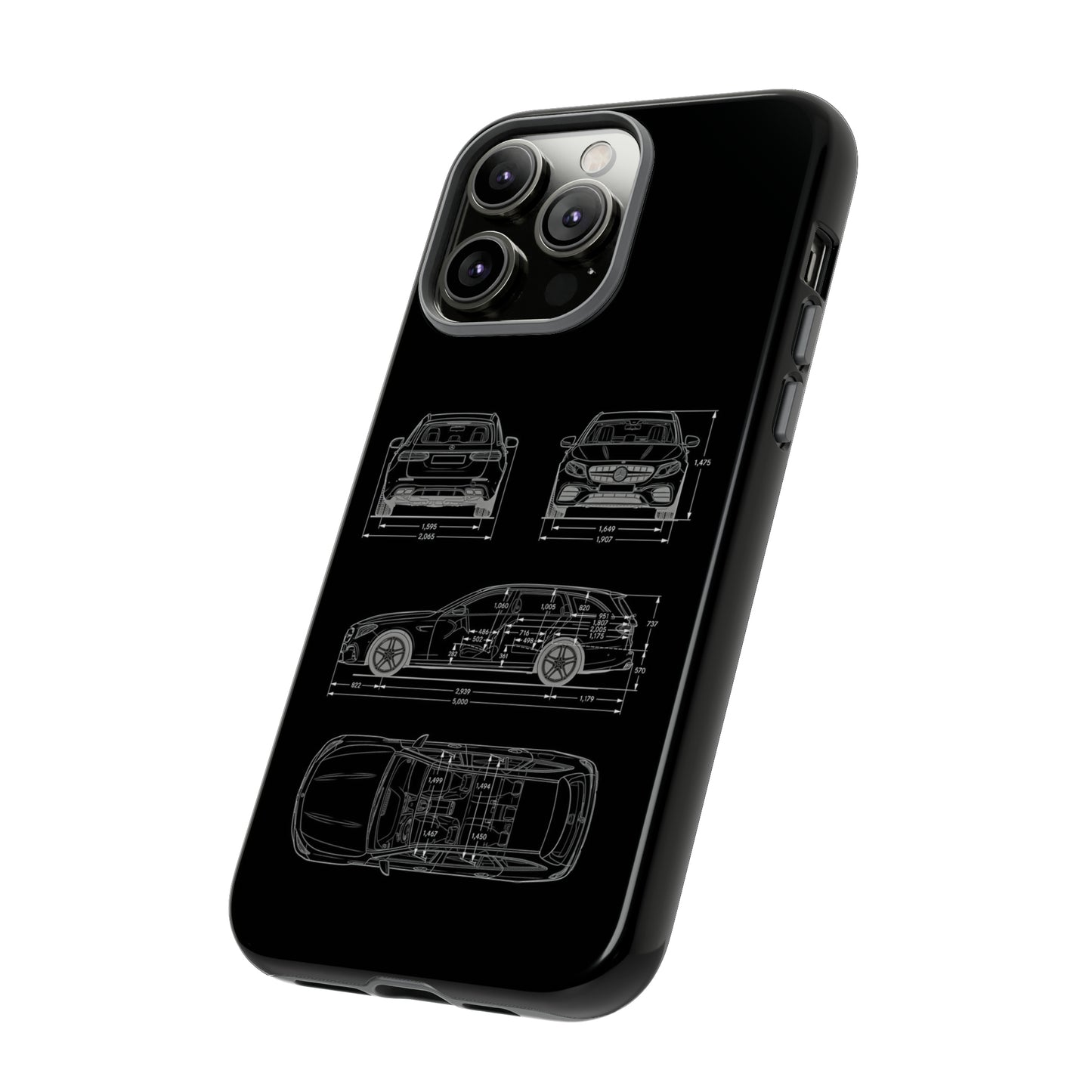 "Car Blueprint 3 White" Premium Quality Phone Case