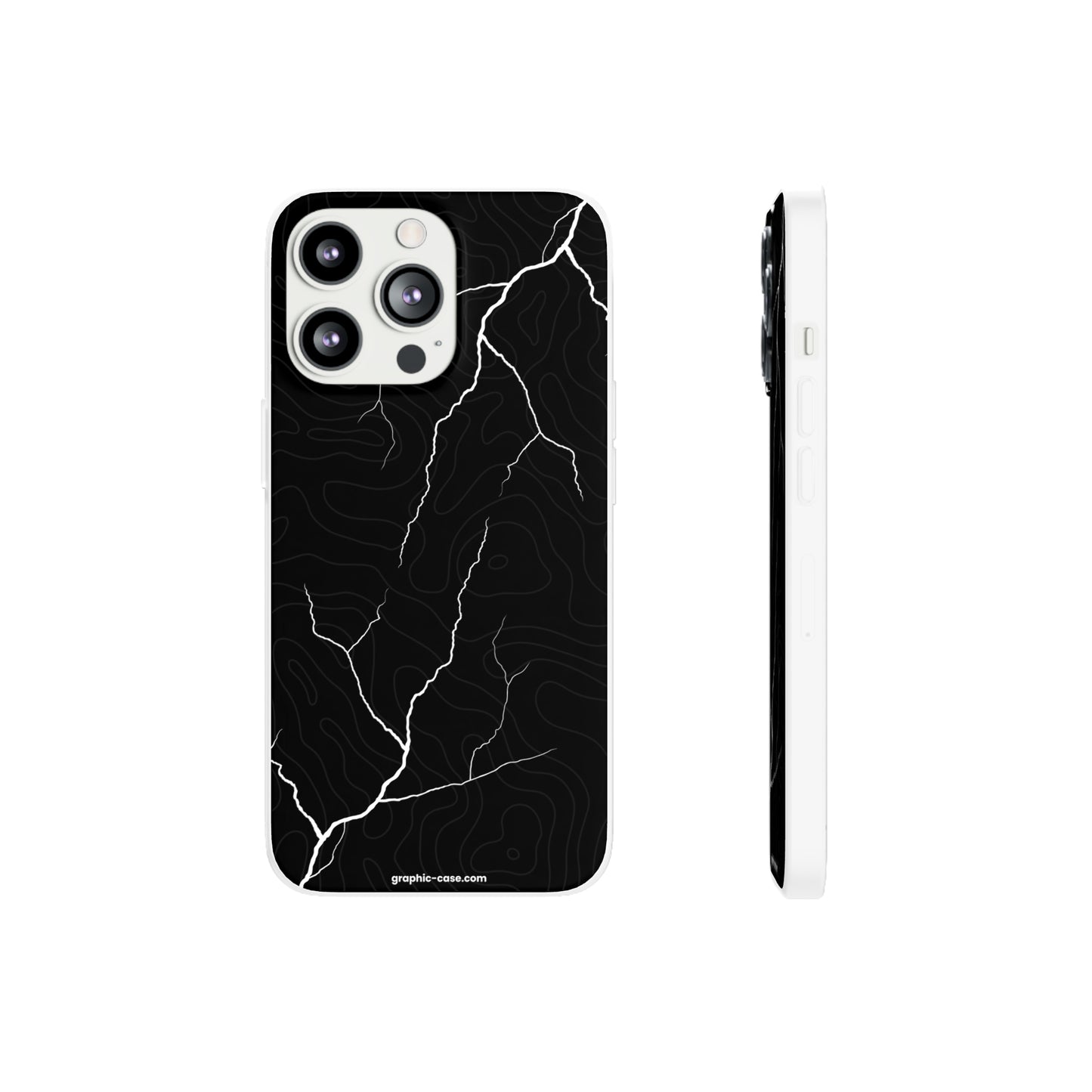 "Lightning and Topography Black" High Quality Phone Case