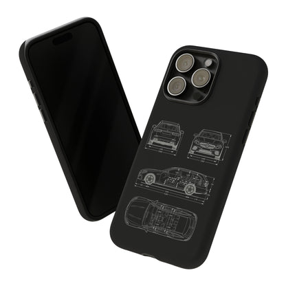 "Car Blueprint 3 White" Premium Quality Phone Case