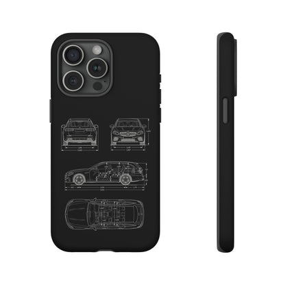 "Car Blueprint 3 White" Premium Quality Phone Case