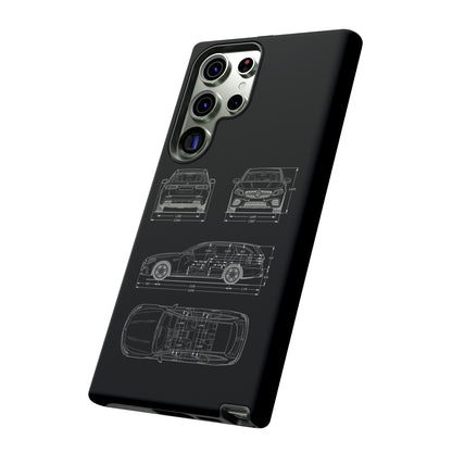 "Car Blueprint 3 White" Premium Quality Phone Case