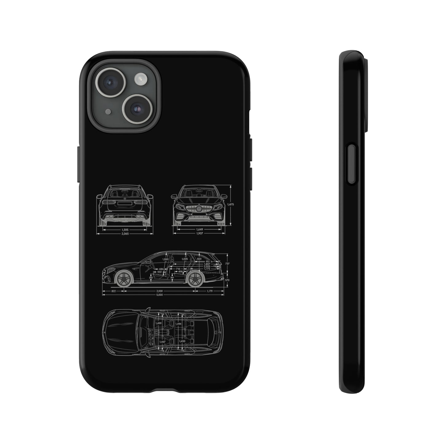 "Car Blueprint 3 White" Premium Quality Phone Case