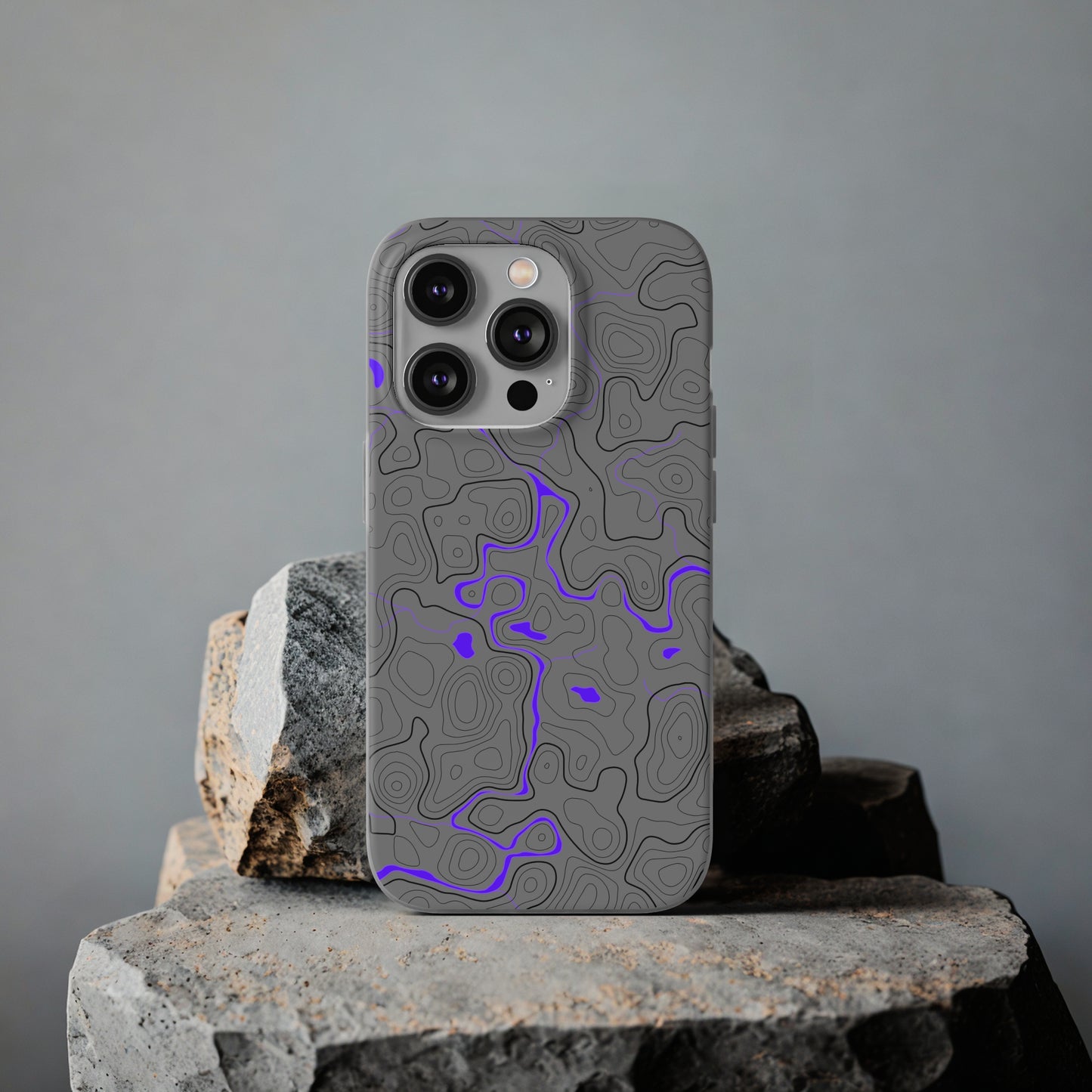 "Black Purple Topography" High Quality Phone Case