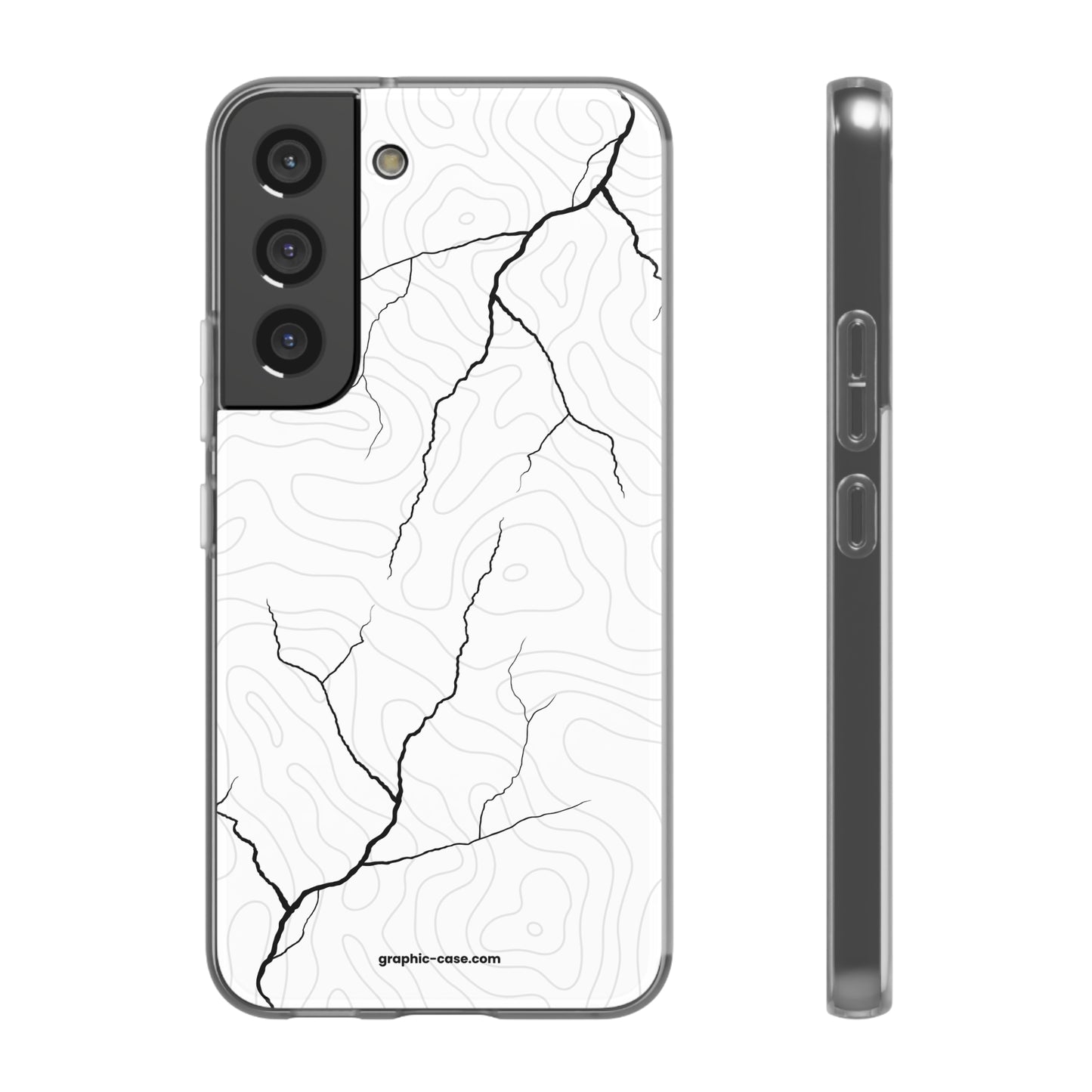 "Lightning and Topography White" High Quality Phone Case