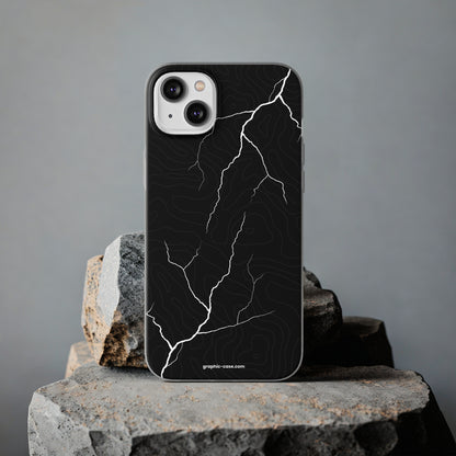 "Lightning and Topography Black" High Quality Phone Case