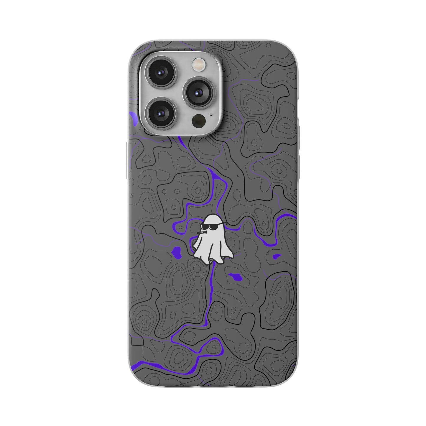 "Black Purple Topography with Ghost" High Quality  Phone Case