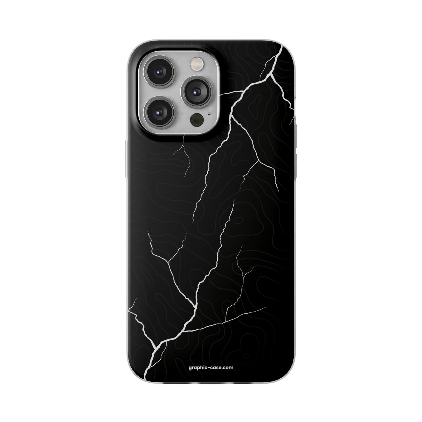 "Lightning and Topography Black" High Quality Phone Case