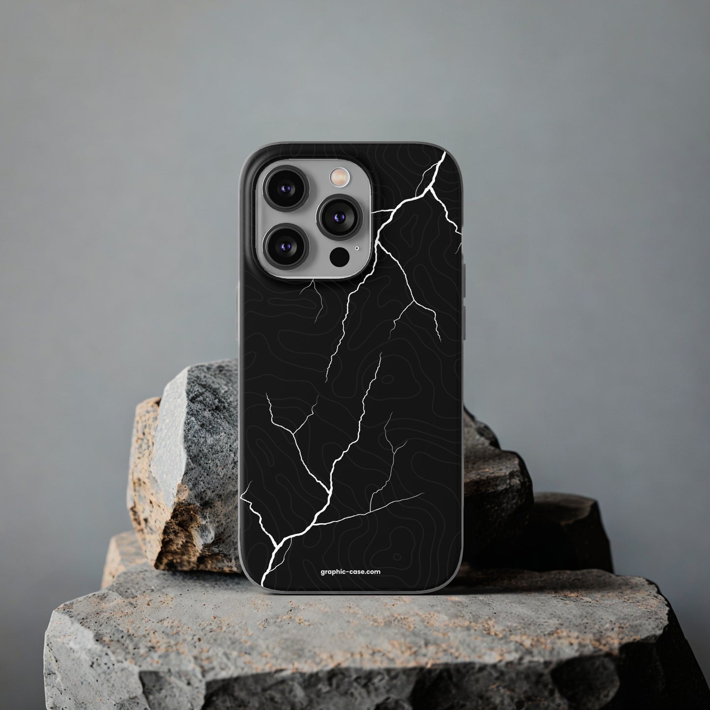 "Lightning and Topography Black" High Quality Phone Case