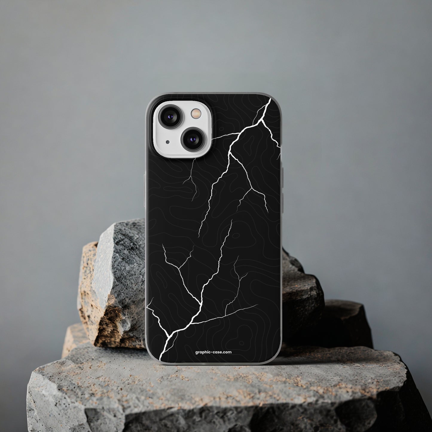 "Lightning and Topography Black" High Quality Phone Case