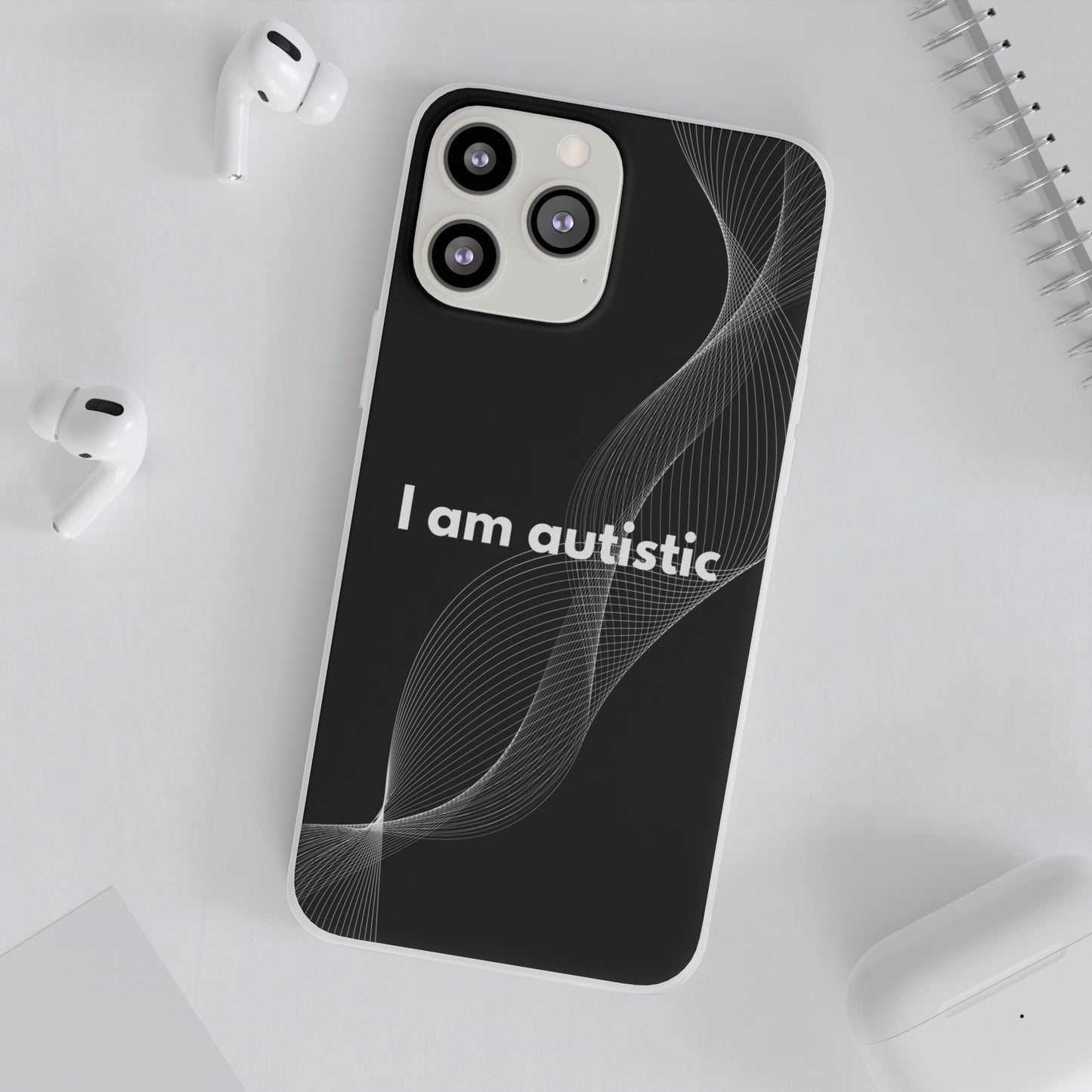 "I am autistic -black version" High Quality Phone Case