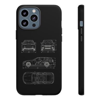 "Car Blueprint 3 White" Premium Quality Phone Case