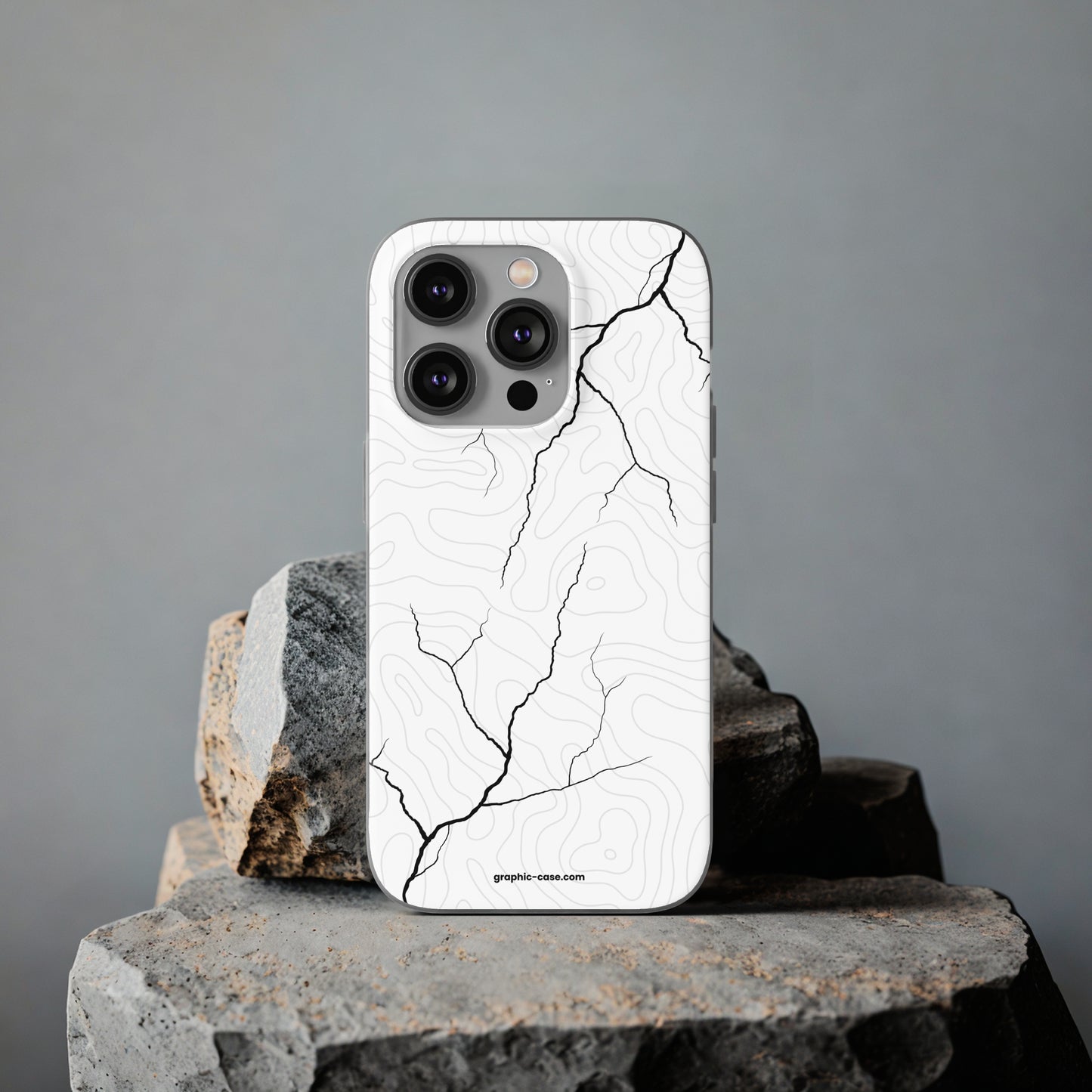 "Lightning and Topography White" High Quality Phone Case