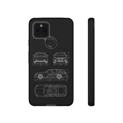 "Car Blueprint 3 White" Premium Quality Phone Case