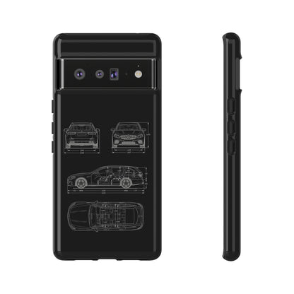 "Car Blueprint 3 White" Premium Quality Phone Case