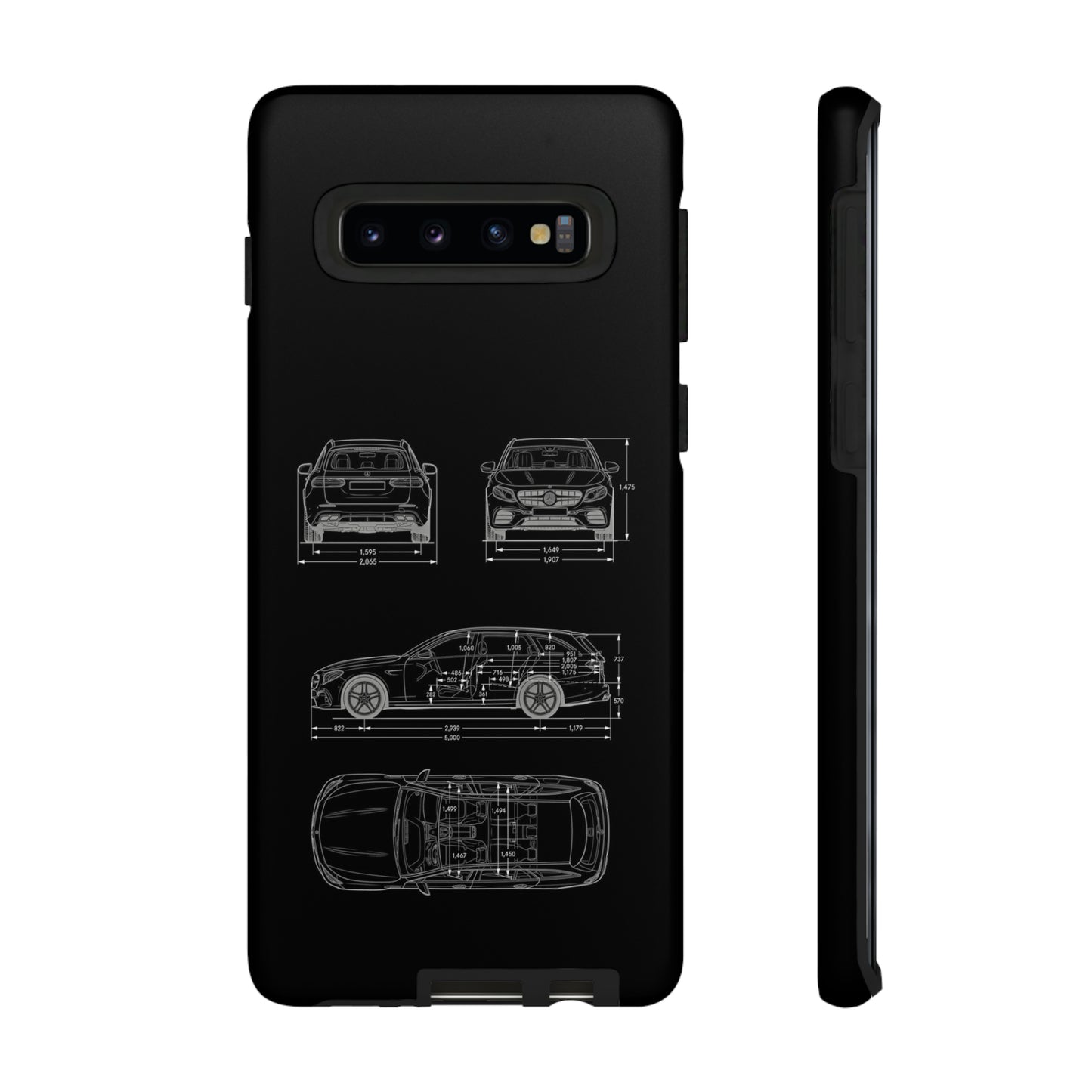 "Car Blueprint 3 White" Premium Quality Phone Case