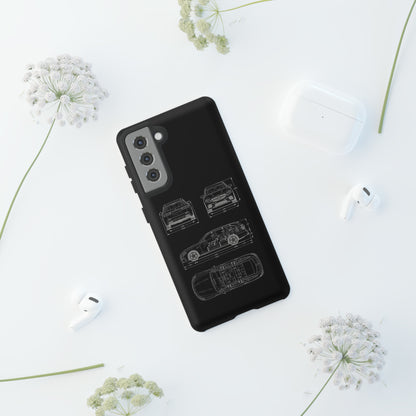 "Car Blueprint 3 White" Premium Quality Phone Case