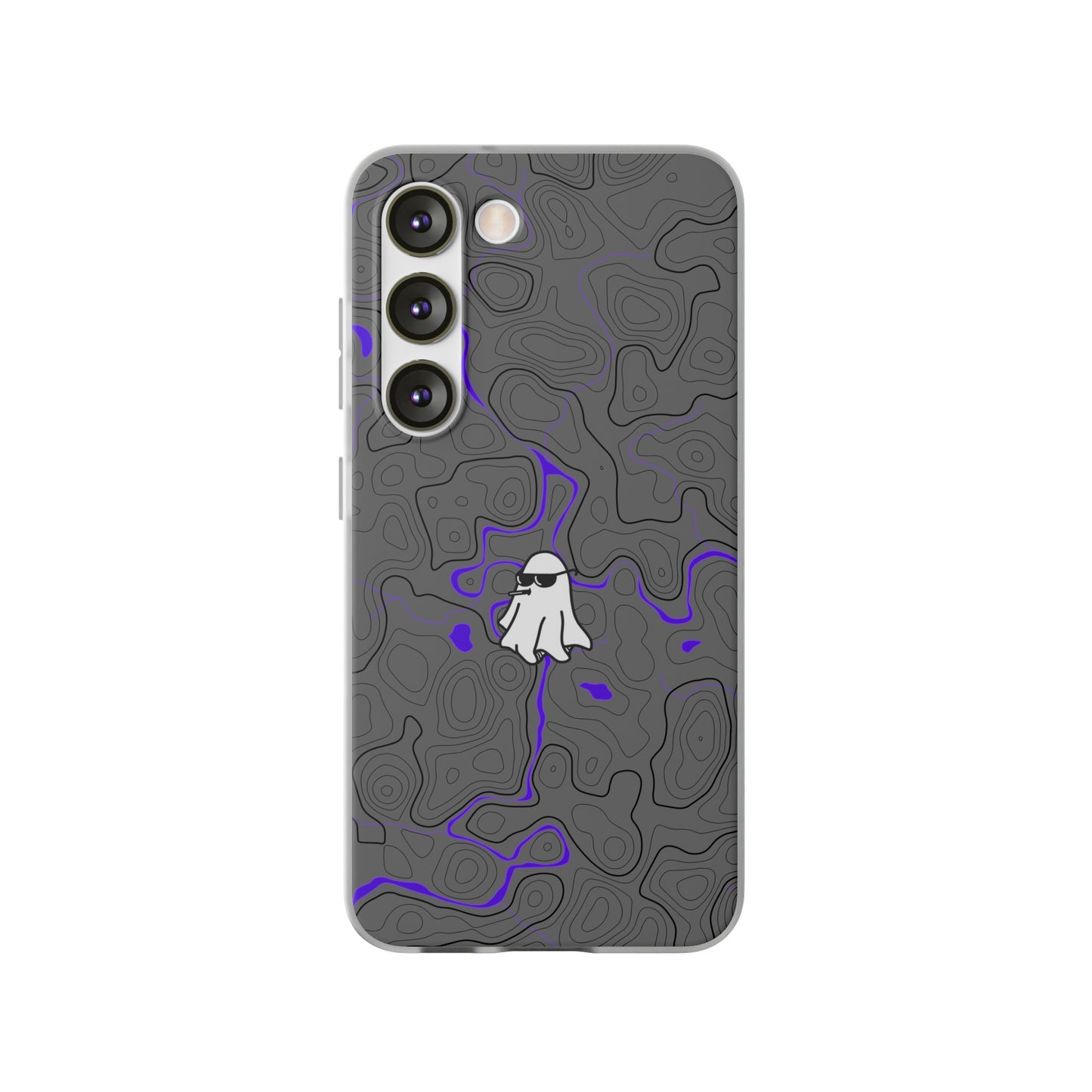 "Black Purple Topography with Ghost" High Quality  Phone Case