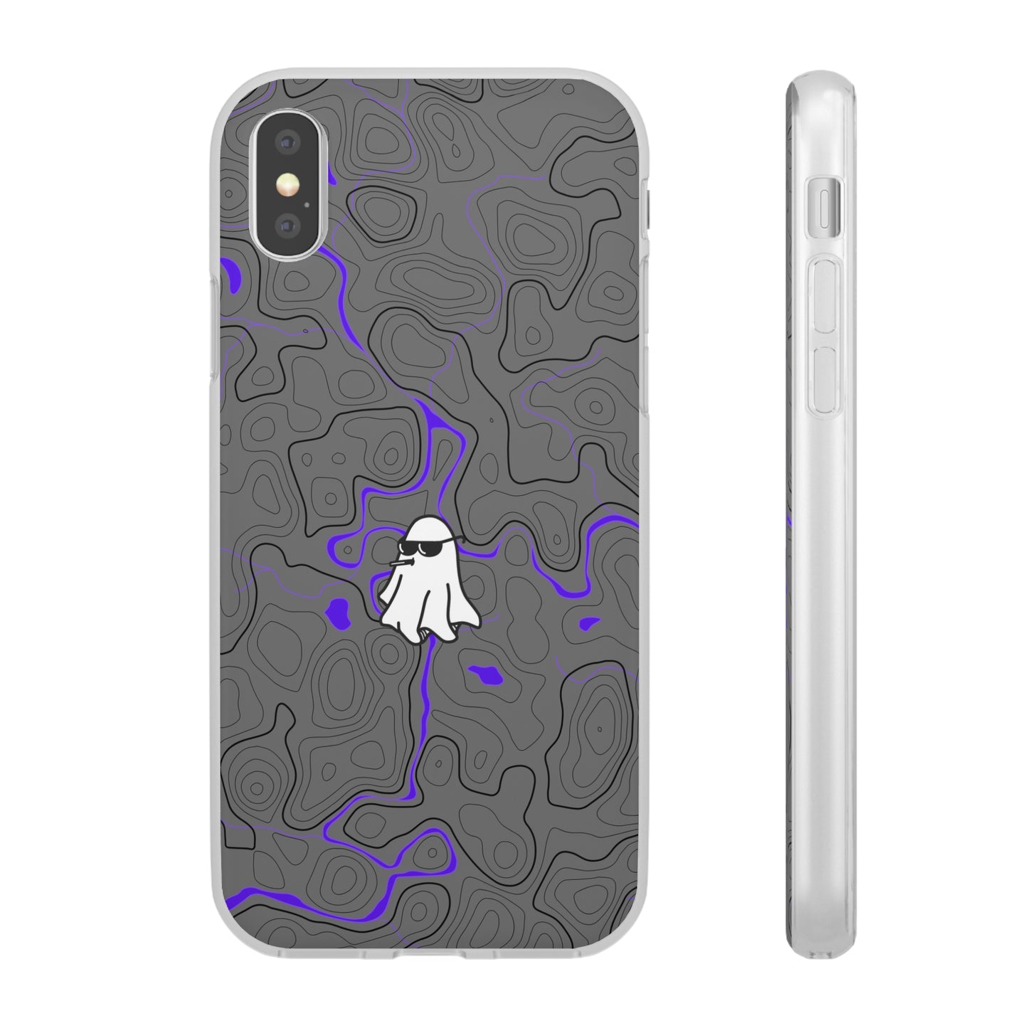 "Black Purple Topography with Ghost" High Quality  Phone Case