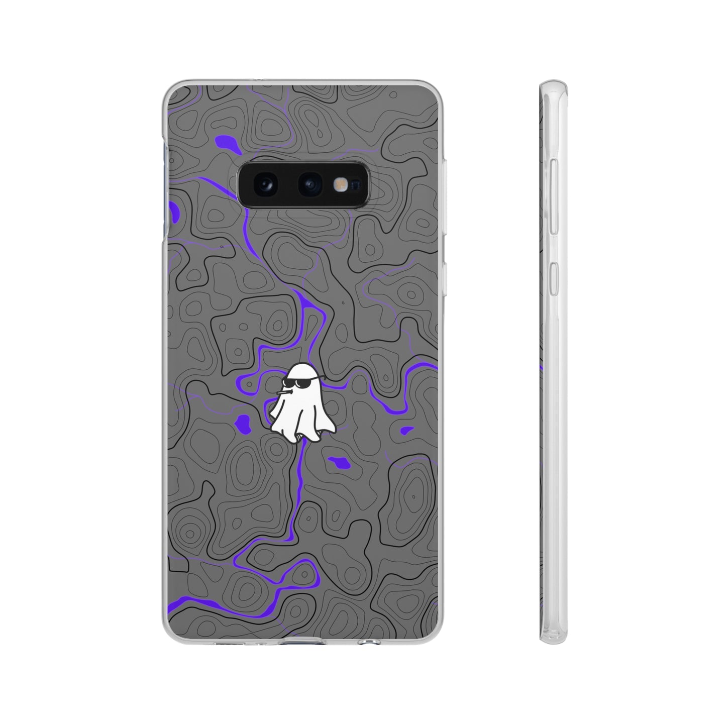 "Black Purple Topography with Ghost" High Quality  Phone Case