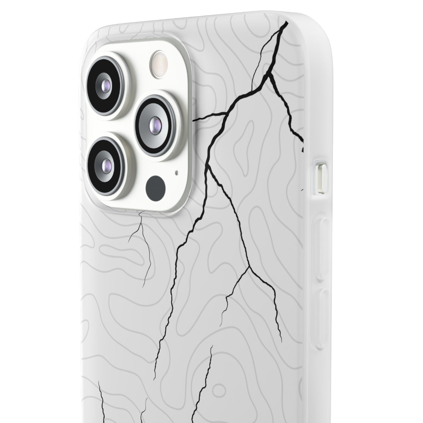 "Lightning and Topography White" High Quality Phone Case