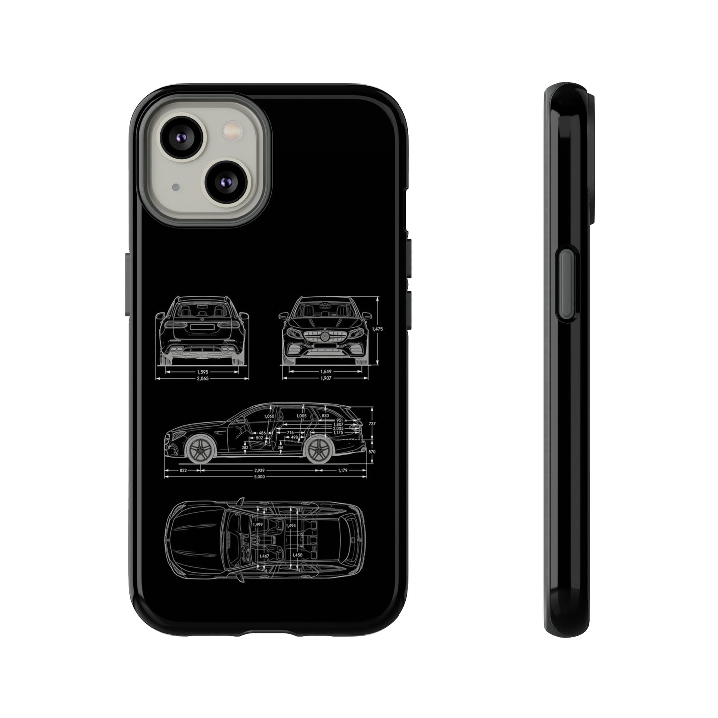 "Car Blueprint 3 White" Premium Quality Phone Case