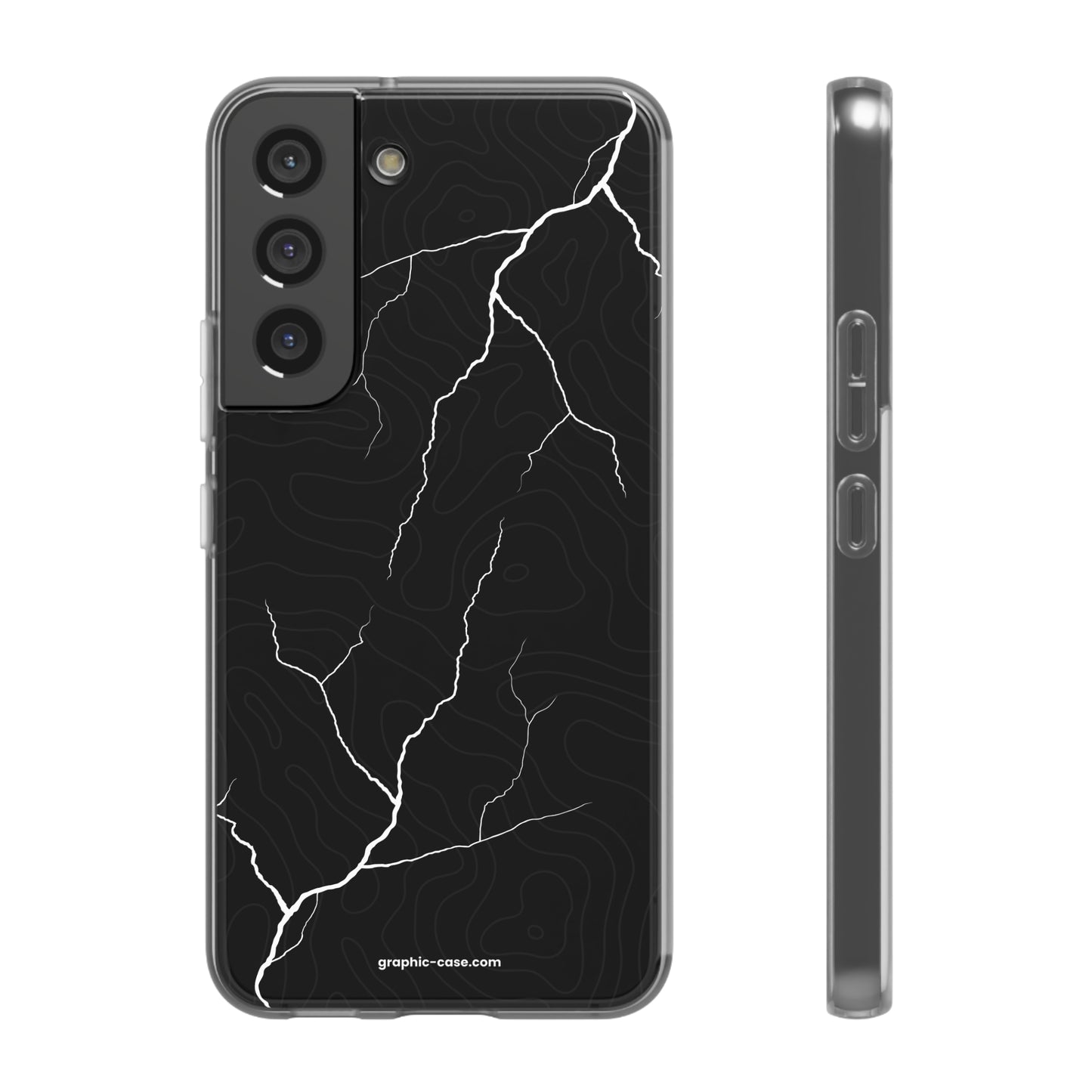 "Lightning and Topography Black" High Quality Phone Case