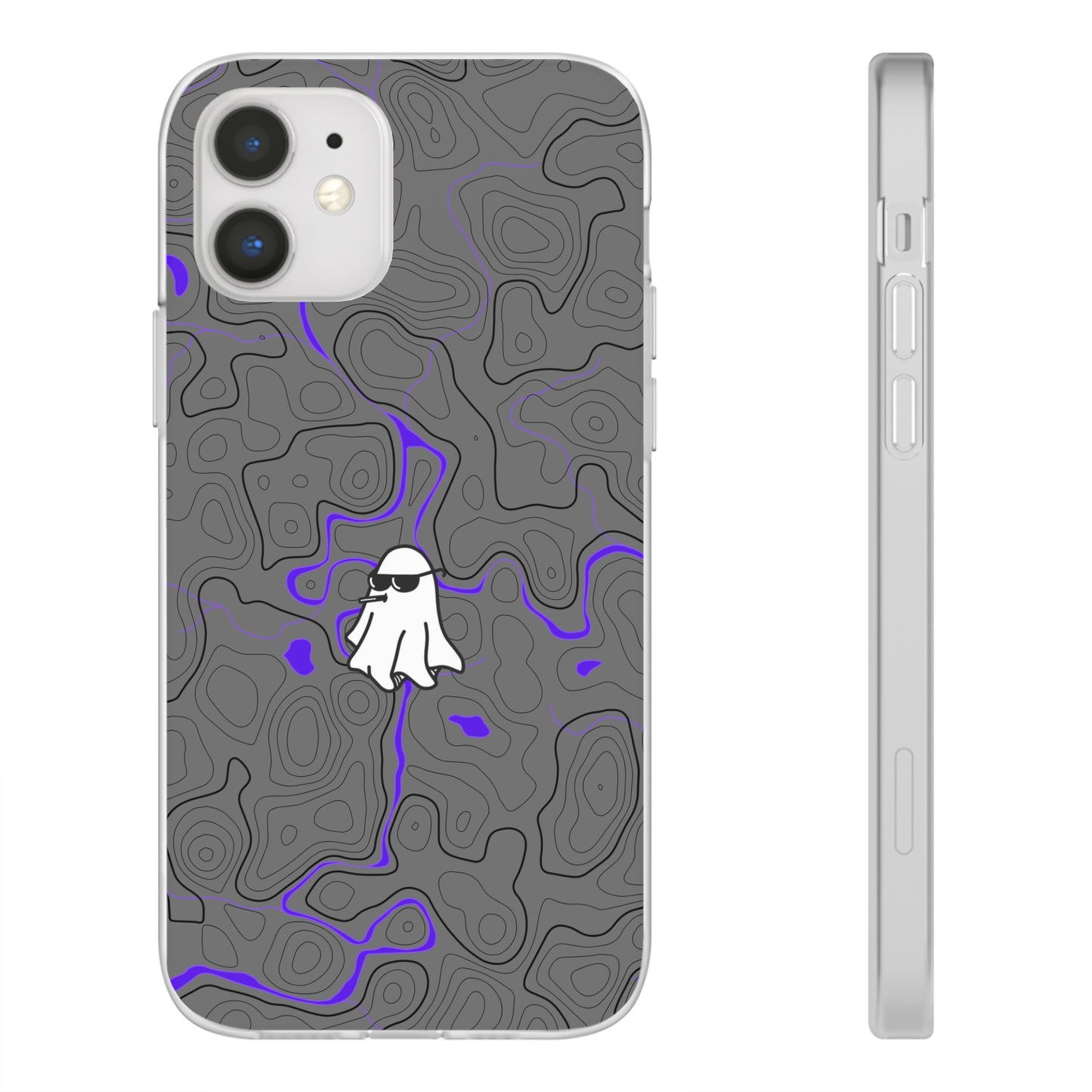 "Black Purple Topography with Ghost" High Quality  Phone Case