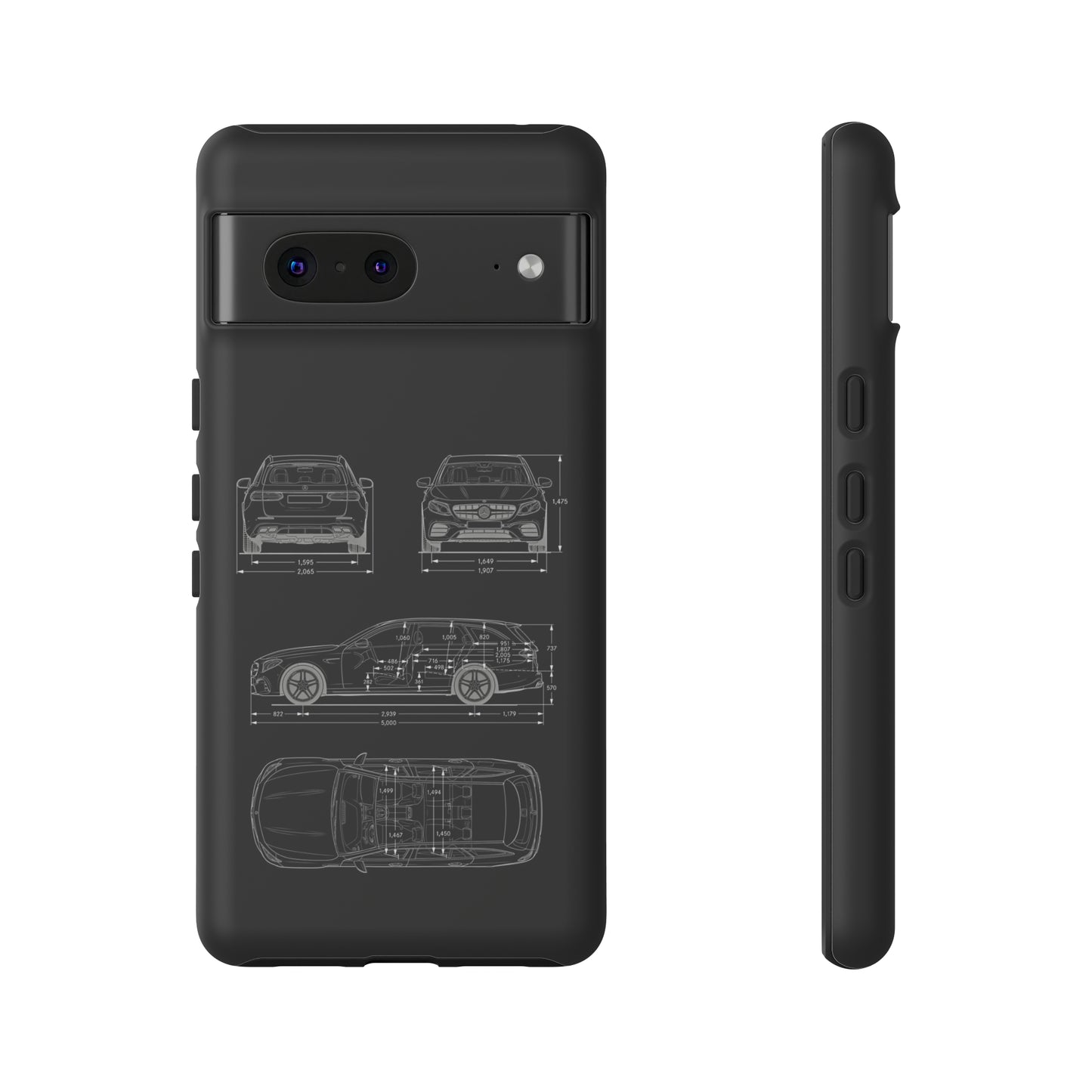 "Car Blueprint 3 White" Premium Quality Phone Case