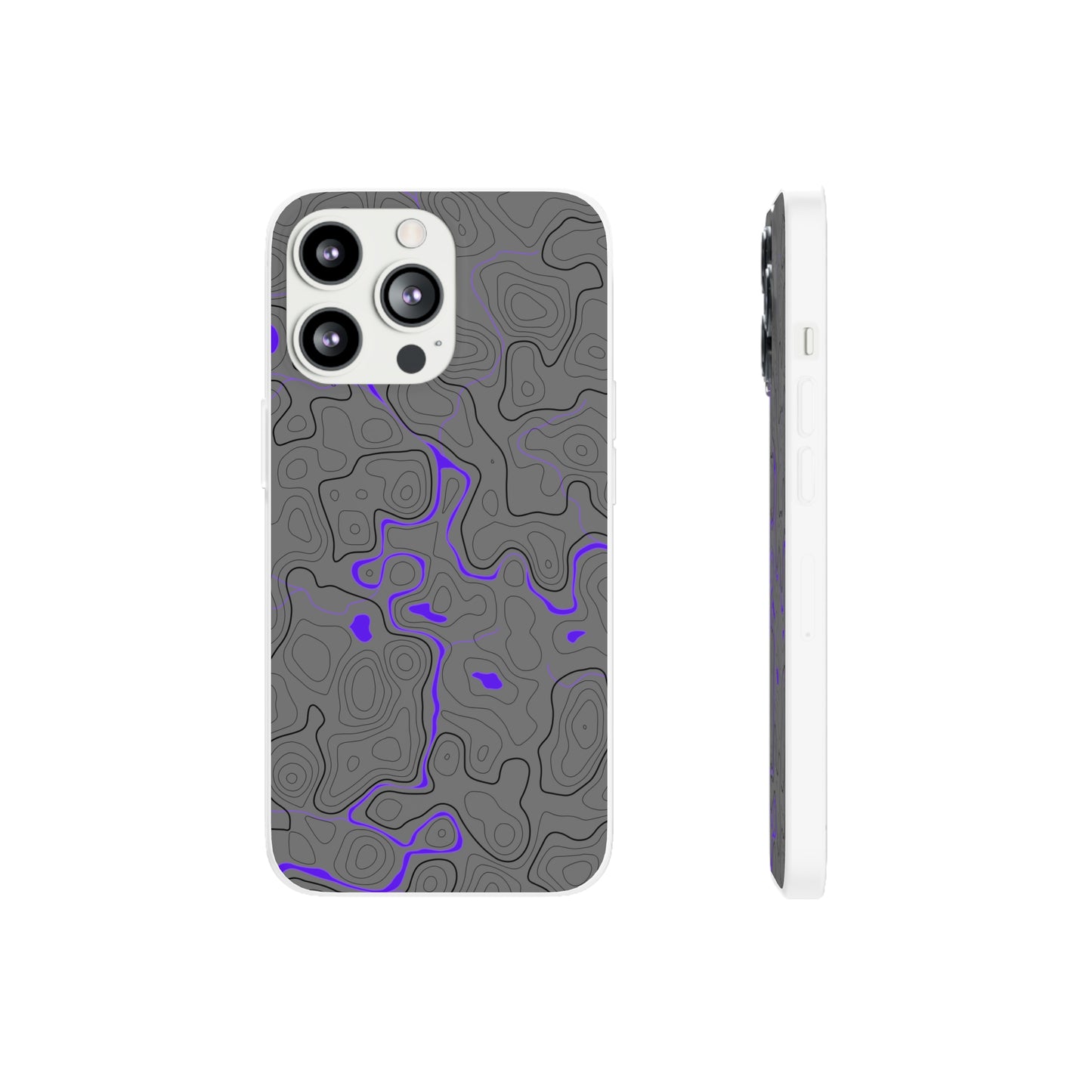 "Black Purple Topography" High Quality Phone Case