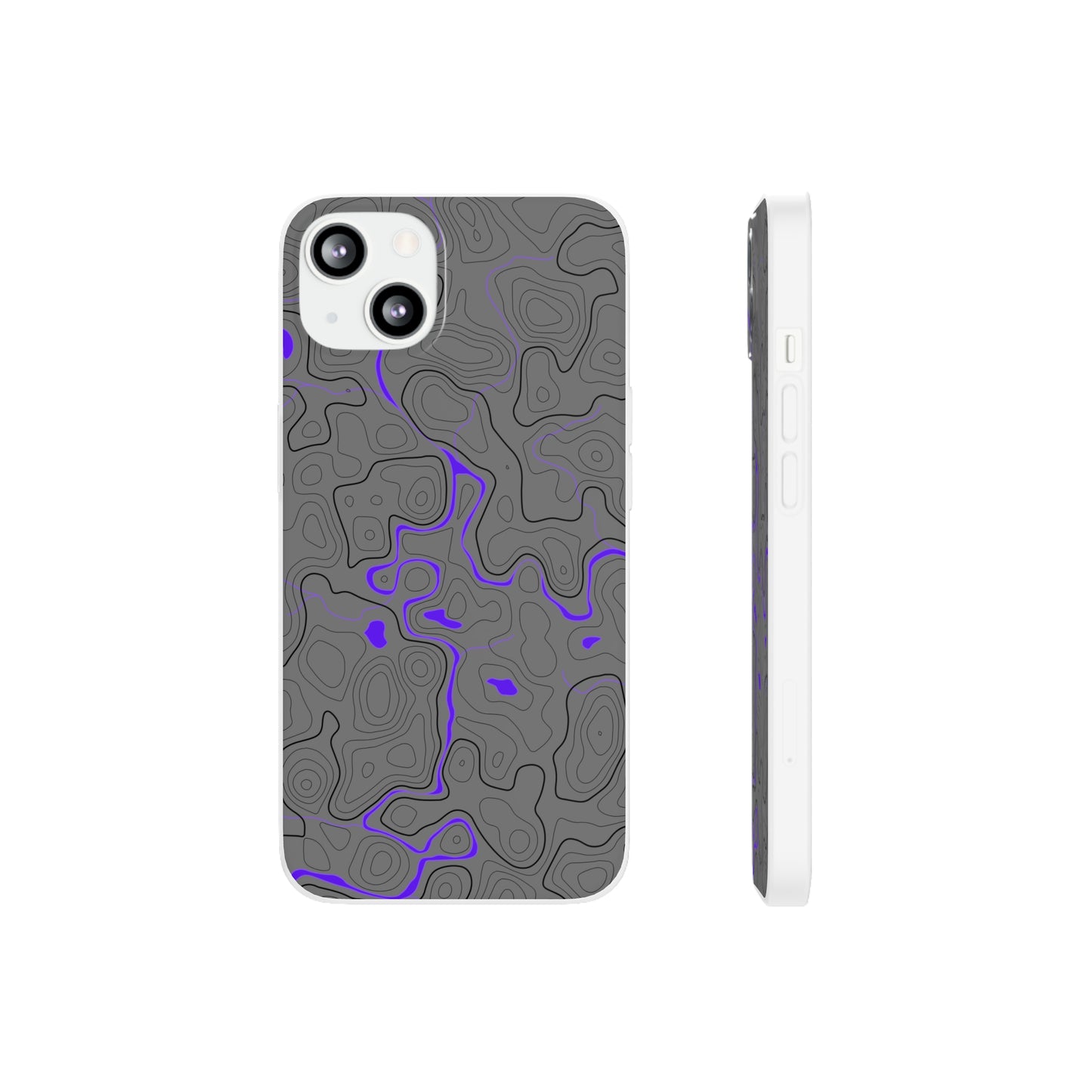 "Black Purple Topography" High Quality Phone Case