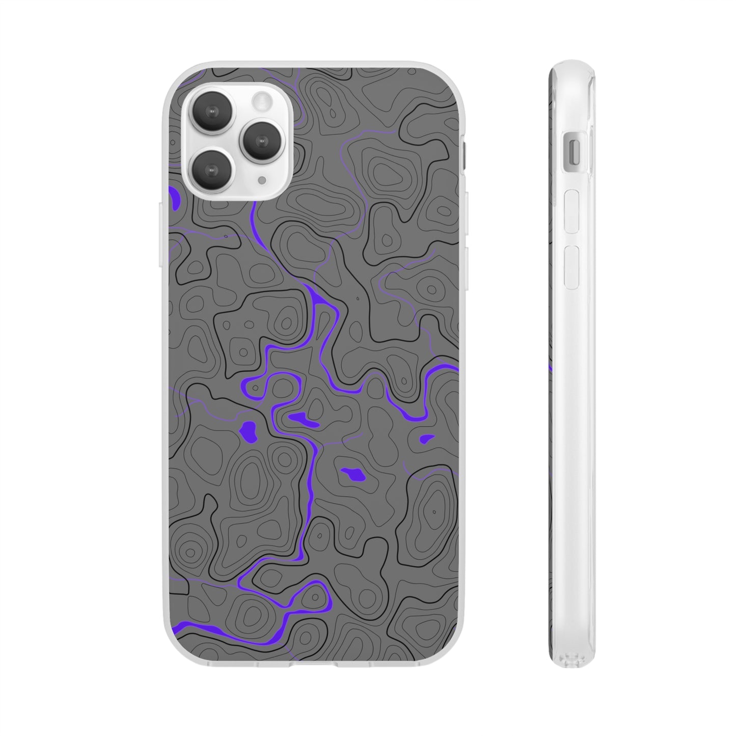 "Black Purple Topography" High Quality Phone Case