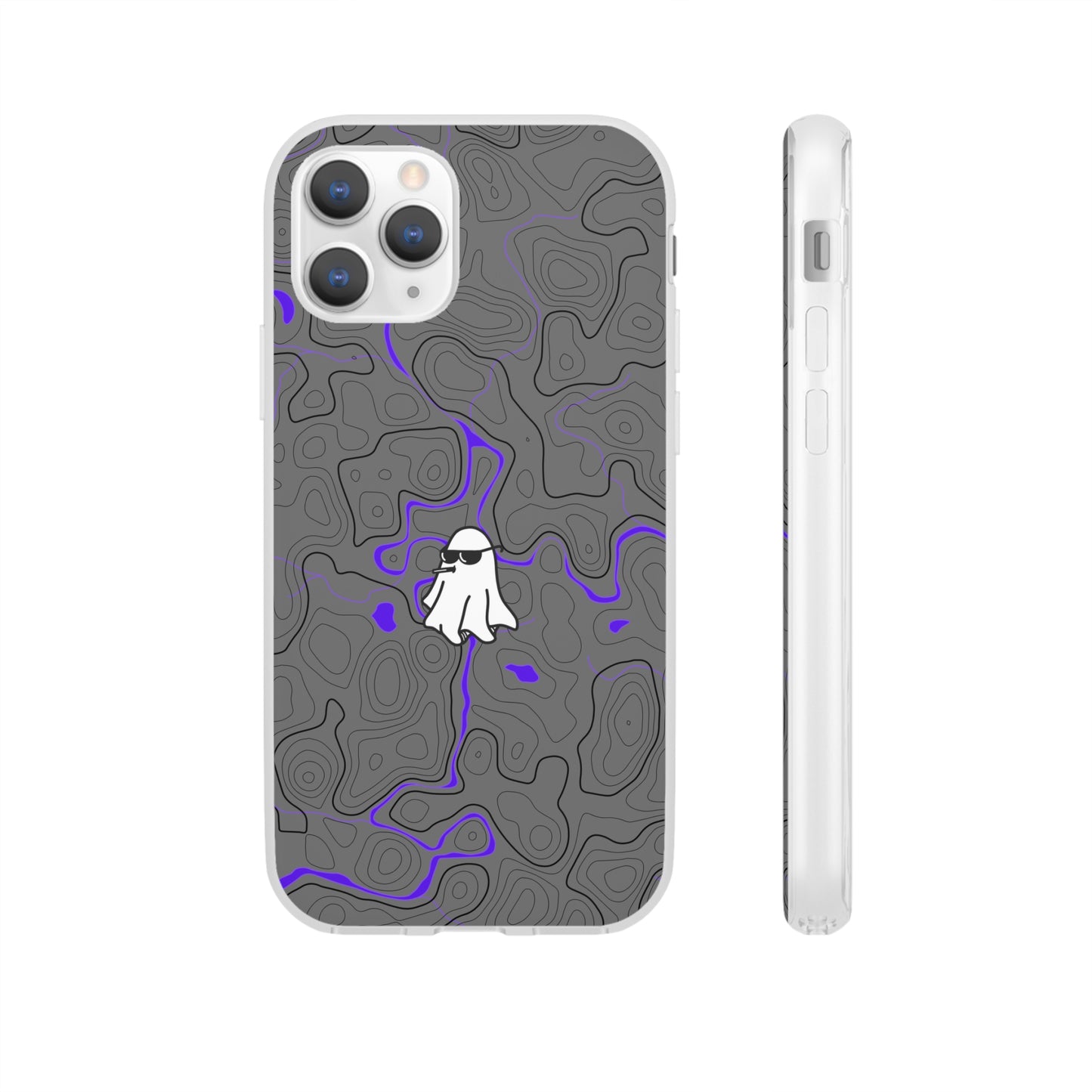 "Black Purple Topography with Ghost" High Quality  Phone Case