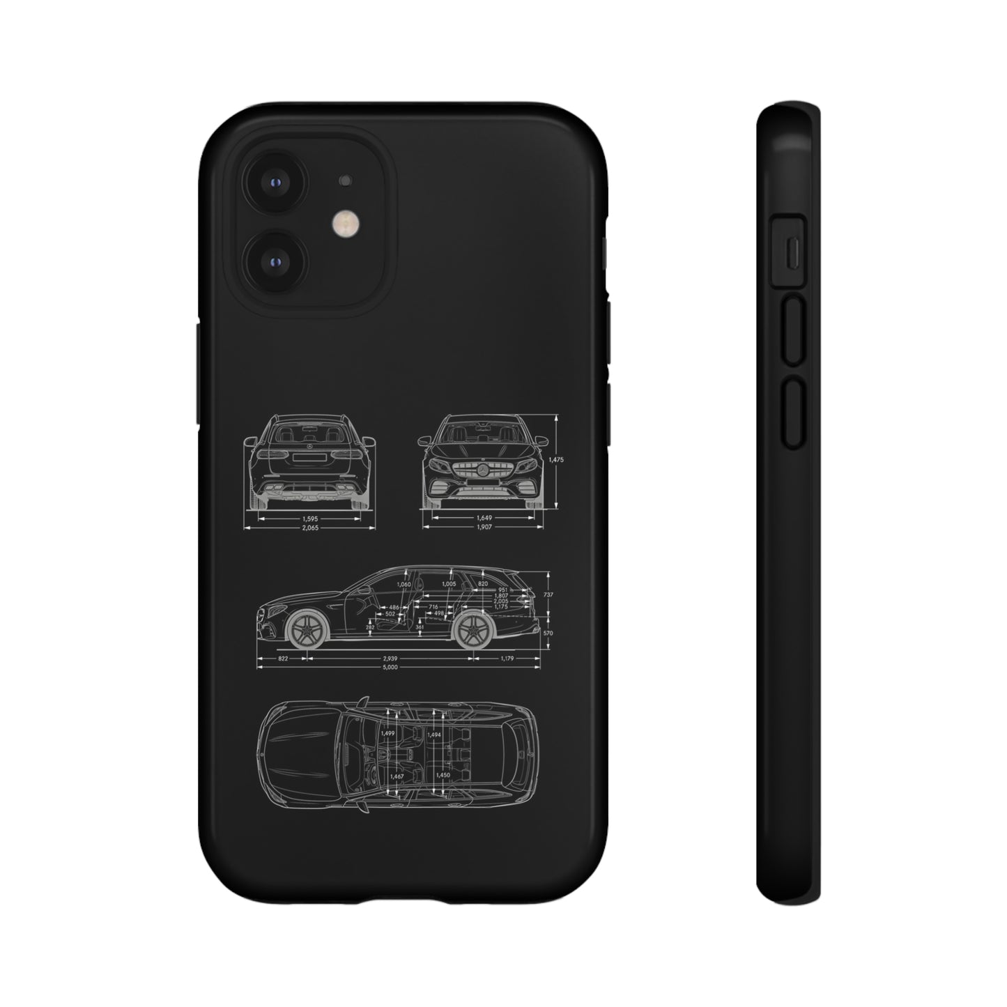 "Car Blueprint 3 White" Premium Quality Phone Case