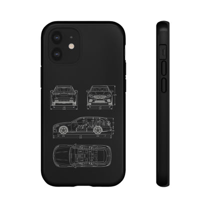 "Car Blueprint 3 White" Premium Quality Phone Case