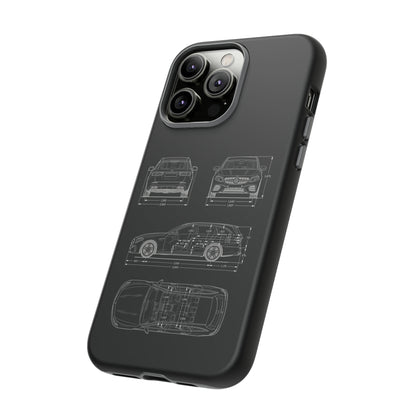 "Car Blueprint 3 White" Premium Quality Phone Case