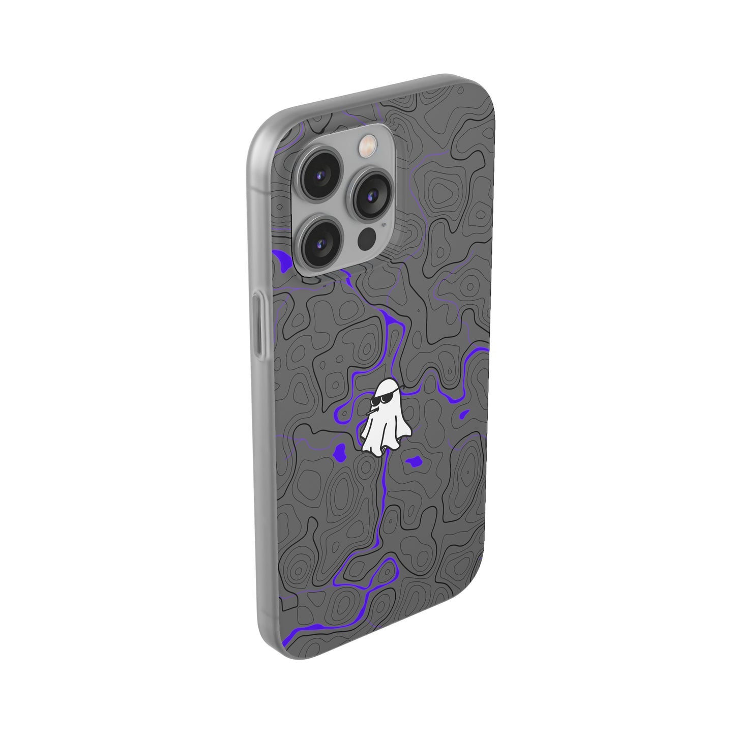 "Black Purple Topography with Ghost" High Quality  Phone Case