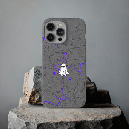 "Black Purple Topography with Ghost" High Quality  Phone Case