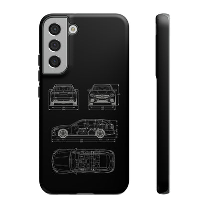 "Car Blueprint 3 White" Premium Quality Phone Case