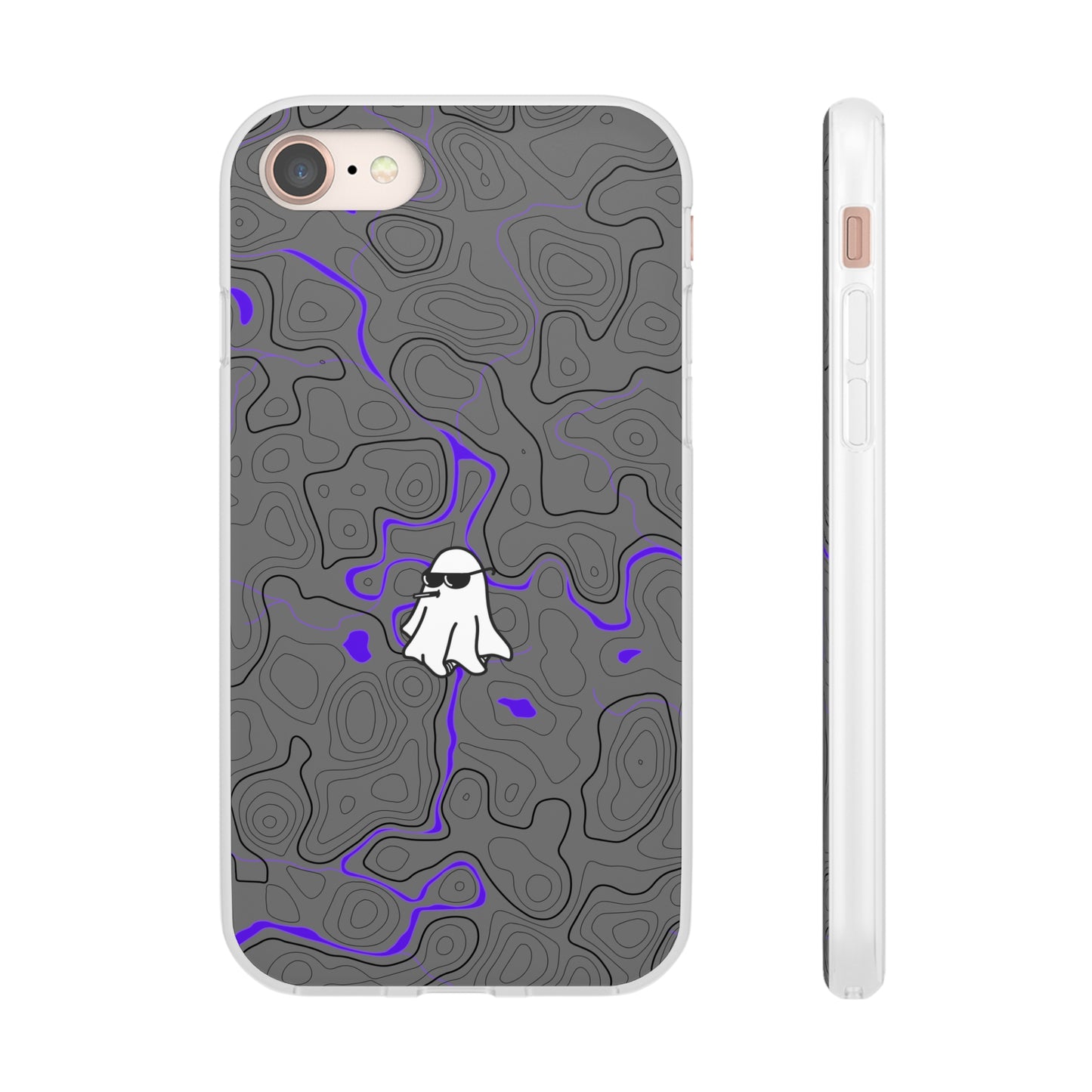 "Black Purple Topography with Ghost" High Quality  Phone Case