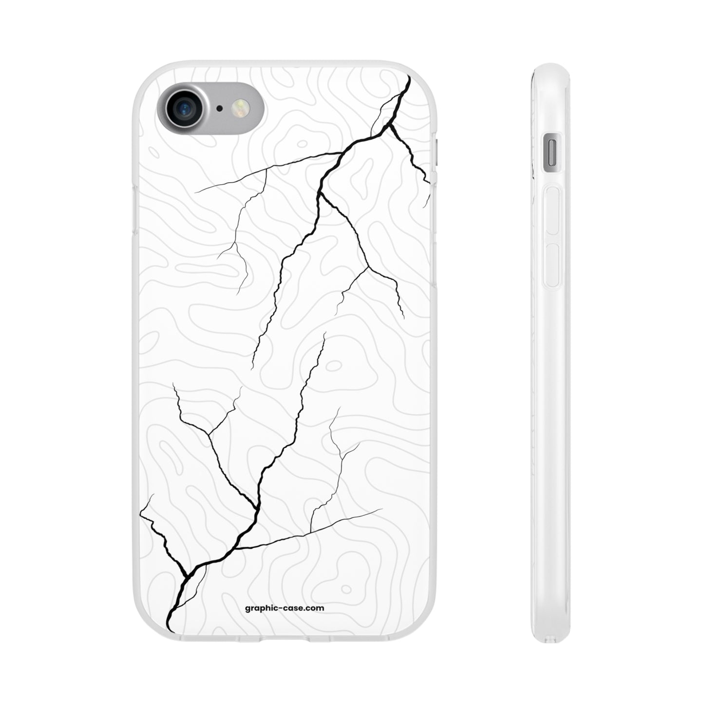 "Lightning and Topography White" High Quality Phone Case