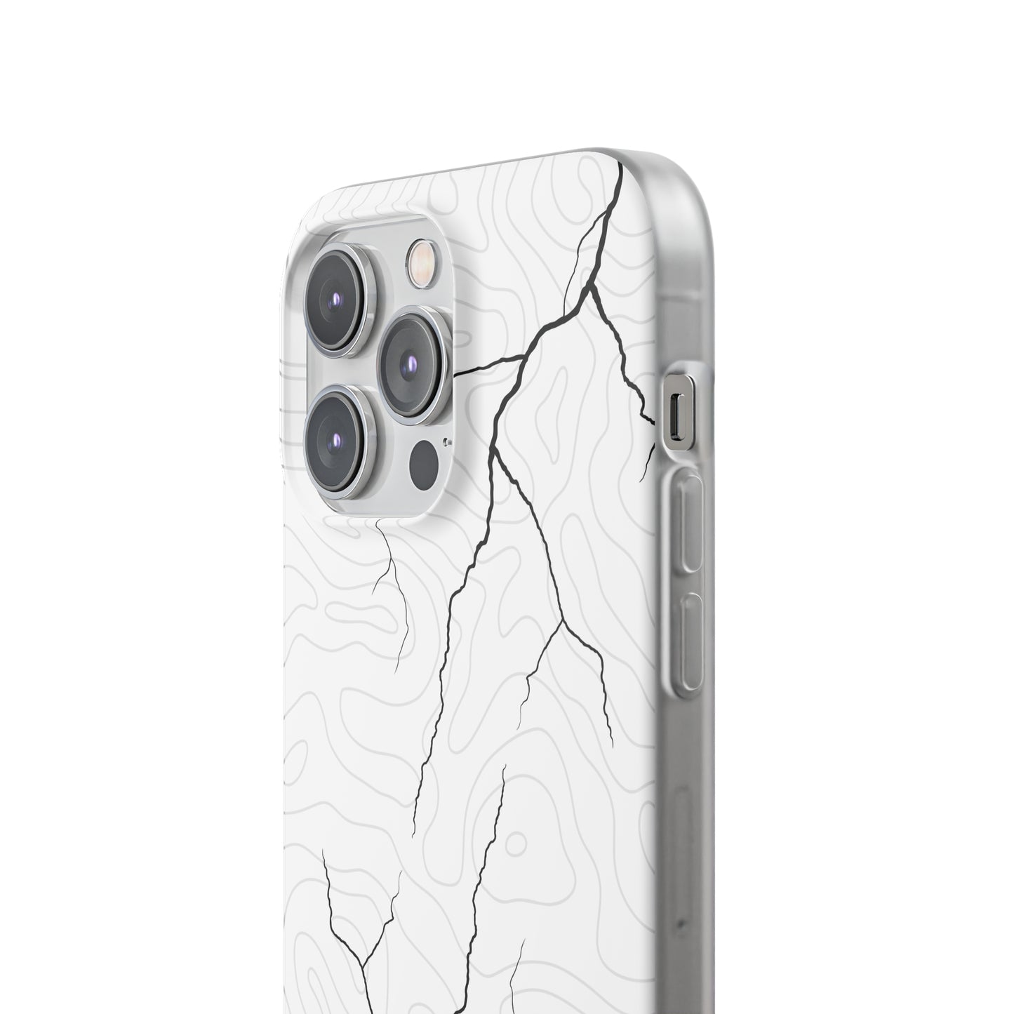 "Lightning and Topography White" High Quality Phone Case